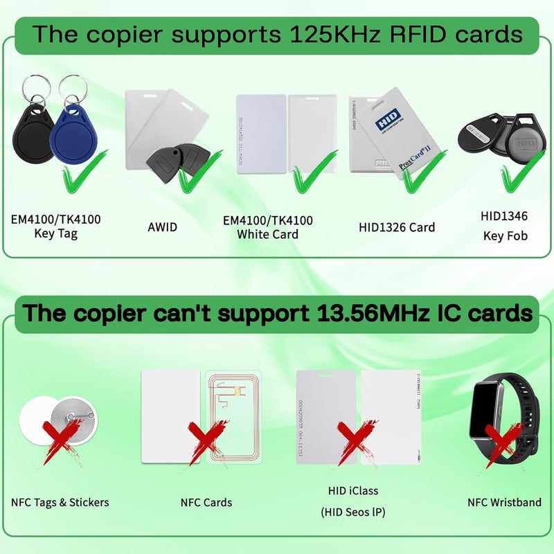 BABIQT Handheld ID Copier 125khz RFID Reader Writer Duplicator Handheld RFID Copiers Used for T5577 or EM4305 + 10 pcs Blank T5577 Keyfobs - Image 4